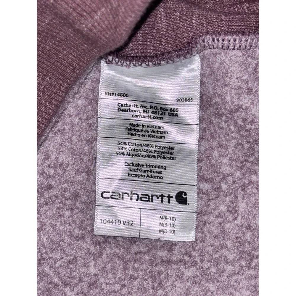 Carhartt Women's Maroon Relaxed Fit Pullover Fleece Sweatshirt Crewneck Logo Med